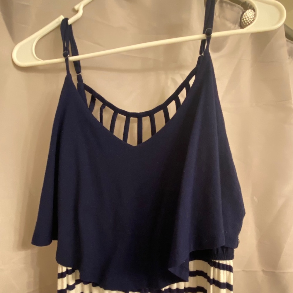 White and navy blue stripped dress